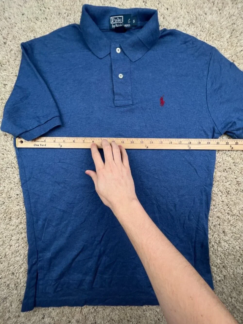 Polo Ralph Lauren Cotton Short Sleeve Polo Shirt w Pony Adult Size Small Blue